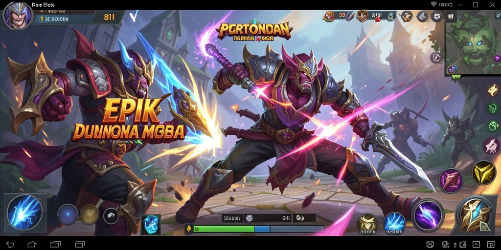 Tampilan gameplay MOBA yang menegangkan dan seru.