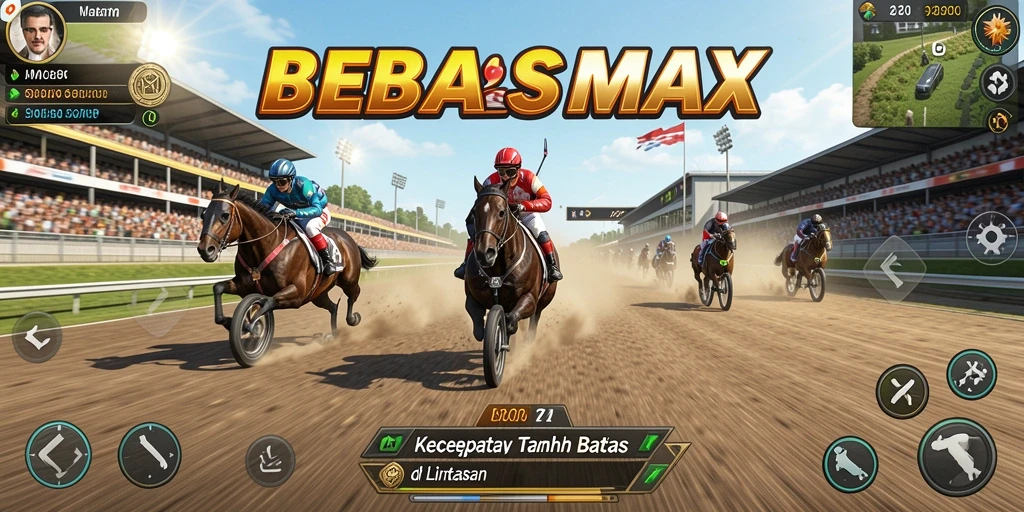 Screenshot gameplay dari BEBASMAX menampilkan aksi balap motor yang seru.