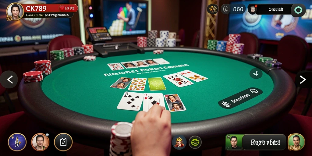 Gambaran layar CK789 menunjukkan gameplay Poker yang menarik.