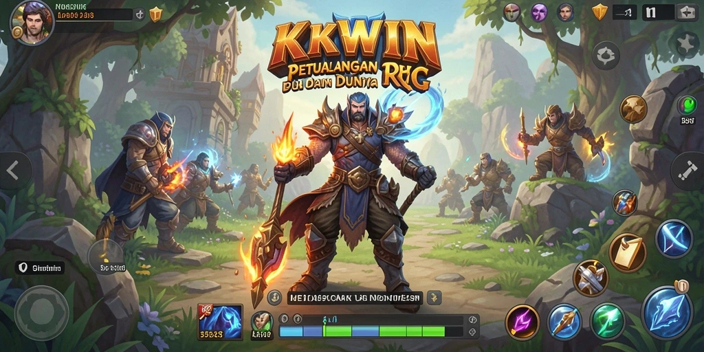 Tangkapan layar KKWIN menunjukkan aksi seru dalam pertarungan RPG.