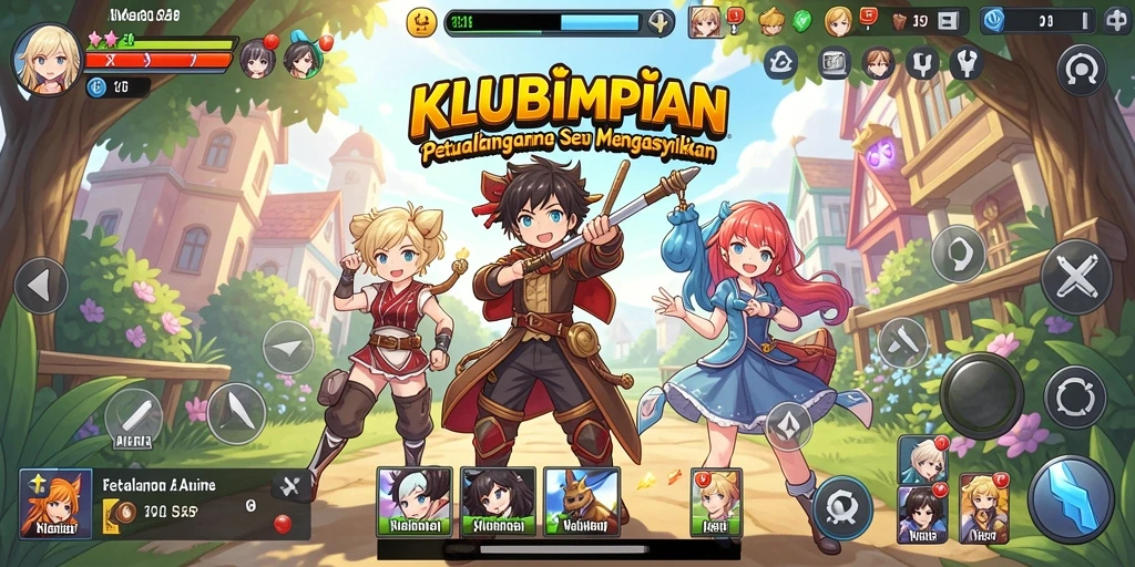 Screenshot menunjukkan aksi seru karakter Anime dalam KLUBIMPIAN.