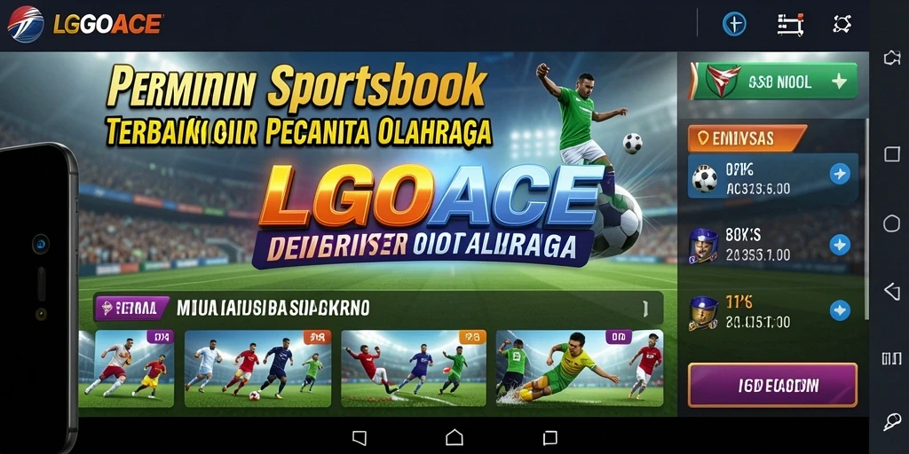 Tampilan layar utama LGOACE dengan berbagai opsi taruhan olahraga.