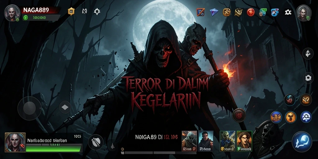 Tampilan gameplay menegangkan di dalam dunia <strong>NAGA889</strong> yang kegelapan.
