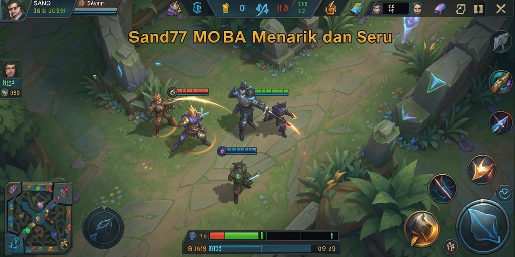 Gameplay intens di arena SAND77 dengan tim yang berkolaborasi.