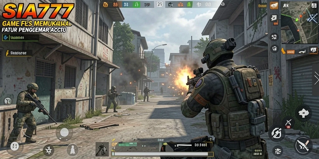 Tampilan aksi seru dalam gameplay FPS SIA777.